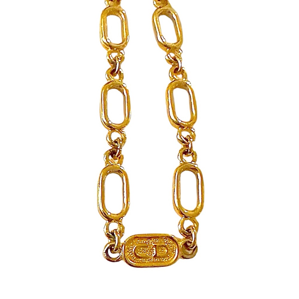 Dior Vintage Rare 18K Gold Plated CD Logo Chain Link Necklace 16in Authentic - Picture 7 of 11